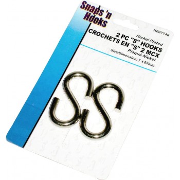 Nickel-plated S Hooks 9/32 in x 2-1/2 in / 2 pcs